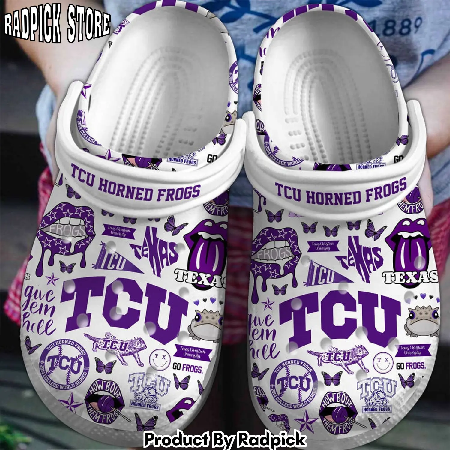 Radpick tcu horned frogs ncaa sport premium clogs shoes comfortable for men women rp652856